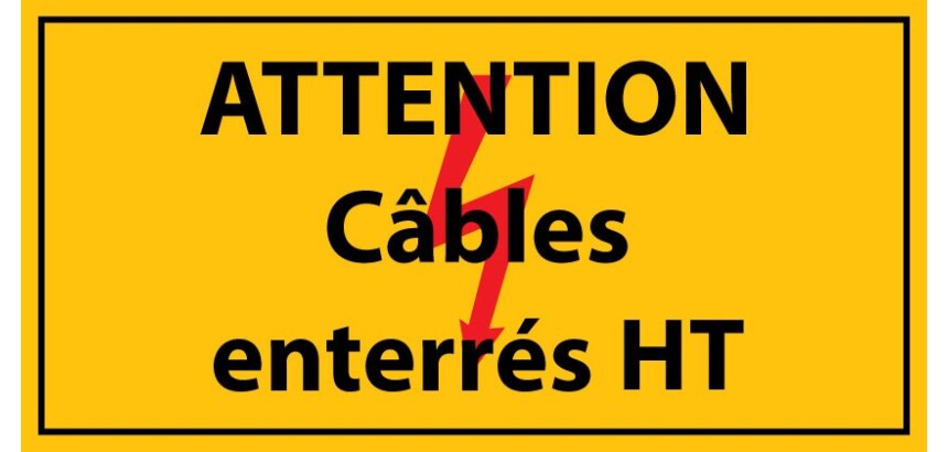 Panneau - Attention câbles enterrés HT - PVC - ISO 7010  - 400 x 200 mm