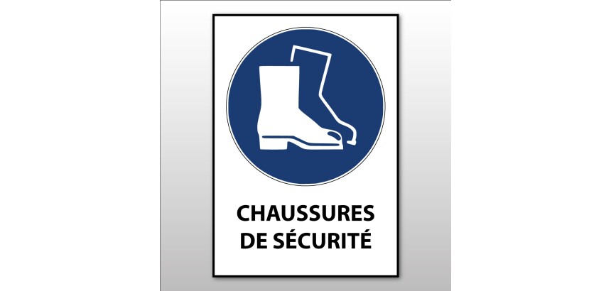 Signalétique EPI - Chaussures de sécurité obligatoires - M008  - Vinyle Souple Autocollant - A5