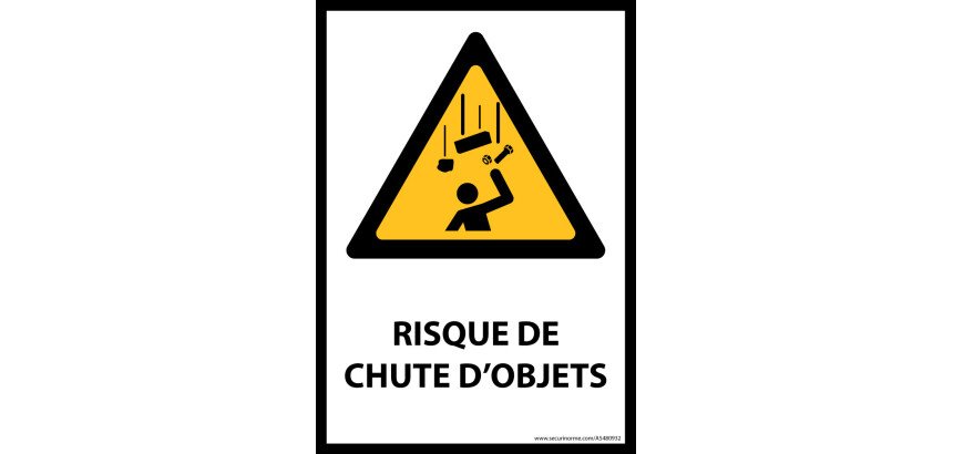 Signalétique de danger - Chute d'objets - W035 - ISO 7010  - PVC dos adhésif - A5