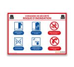 Panneau de consignes de sécurité pour risque d'inondation - A3/A4