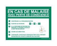Panneau - Consigne Défibrillateur en cas de malaise - ISO 7010