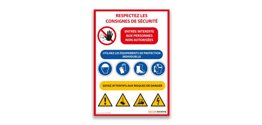 Panneau d'évacuation - Consignes de Sécurité chantier - Intérieur  - Vinyle - A4