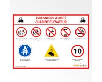 Panneau - Consignes de sécurité chariot élévateur - A3 - PVC