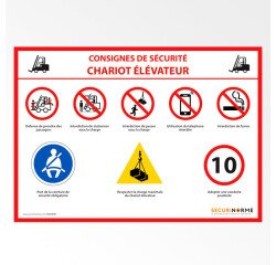 Panneau - Consignes de sécurité chariot élévateur - A3 - PVC