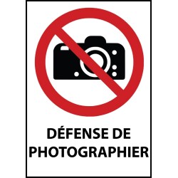 Panneau - Interdiction de photographier - P029 - ISO 7010  - Vinyle Souple Autocollant - A4