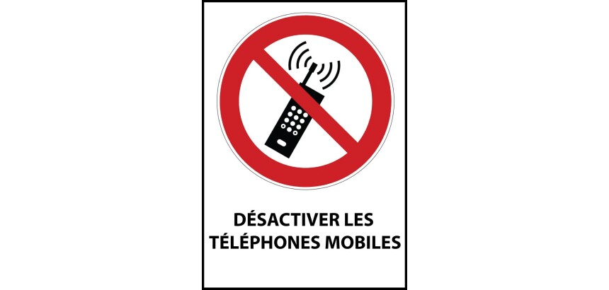 Panneau Désactiver les téléphones mobiles - P013 - Norme ISO 7010  - PVC dos adhésif - A4