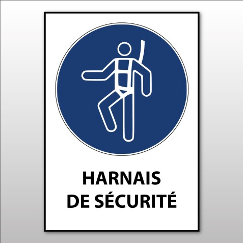 Panneau EPI - Harnais de sécurité Obligatoire  - M018 - ISO 7010