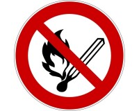 Panneau d'interdiction rond - Flammes nues interdites - P003 - ISO 7010  - 315 mm - PVC