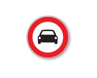 Panneau d'interdiction - Picto Interdit aux voitures - ISO 7010  - 200 mm - Vinyle Souple Autocollant