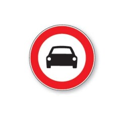 Panneau d'interdiction - Picto Interdit aux voitures - ISO 7010  - 200 mm - Vinyle Souple Autocollant