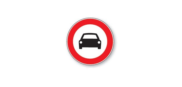 Panneau d'interdiction - Picto Interdit aux voitures - ISO 7010  - 200 mm - Vinyle Souple Autocollant