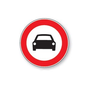 Panneau - Interdit aux Voitures  - 200 mm - Vinyle Souple Autocollant