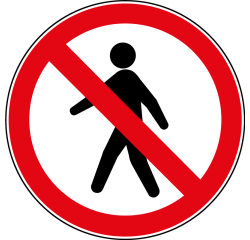 Panneau d'Interdiction - Interdit aux piétons - P004 - ISO 7010  - 100 mm - Vinyle Souple Autocollant