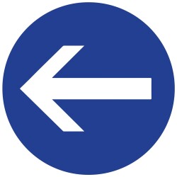Panneau - Obligation de Tourner avant - Ø200 mm - Aludibond  - 200 mm - Vinyle Souple Autocollant