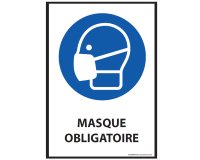 Panneau port du Masque obligatoire - M016 - Norme ISO 7010  - 210 x 148 mm (A5) - Vinyle Souple Autocollant