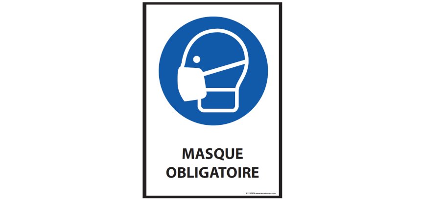 Panneau port du Masque obligatoire - M016 - Norme ISO 7010  - 210 x 148 mm (A5) - Vinyle Souple Autocollant