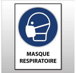 Pictogramme EPI - Masque respiratoire obligatoire - M016 - ISO 7010  - 210 x 148 mm (A5) - Vinyle Souple Autocollant