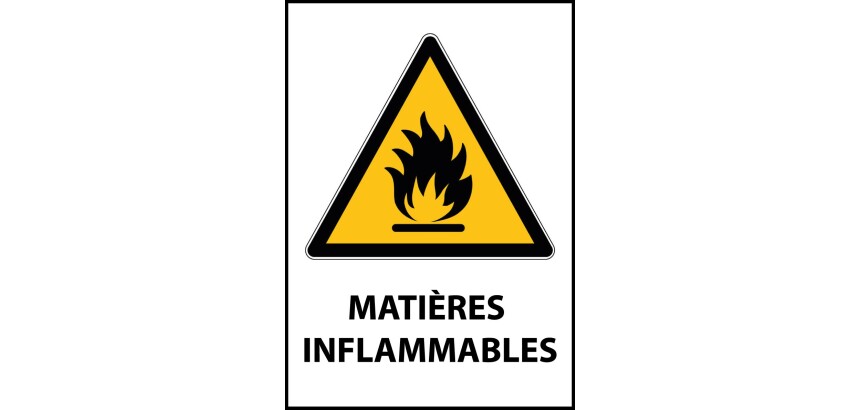 Panneau danger - Picto Matières inflammables - W021 - ISO 7010  - Vinyle Souple Autocollant - A5