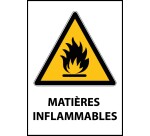 Panneau danger - Picto Matières inflammables - W021 - ISO 7010  - PVC dos adhésif - A5