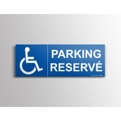 Panneau de signalétique - Pictogramme parking Réservé Handicapé  - 210 x 75 mm - Vinyle Souple Autocollant