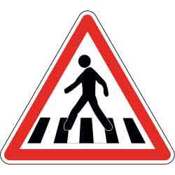 Panneau de danger A13b - Passage piéton 500 mm - Aluminium galvanisé