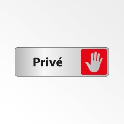 Panneau - Privé avec Pictogramme - Adhésif  - 150 x 47 mm - Blanc