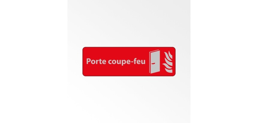 Panneau « Porte coupe-feu » adhésif | PVC/Alu  - 250 x 80 mm - Blanc