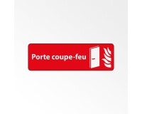 Panneau sécurité incendie -  Porte coupe-feu - Fixation adhésive  - 250 x 80 mm - Blanc