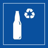 Signalétique de recyclage pour verre - PI PF 065 - ISO 7001  - 125 x 125 mm - Vinyle Souple Autocollant - Bleu