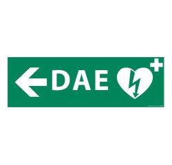 Signalétique DAE - Picto Flèche à Gauche - 300 x 100 mm - ISO 7001  - PVC