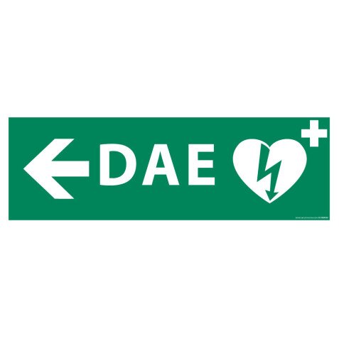 Signalétique DAE - Picto Flèche à Gauche - 300 x 100 mm - ISO 7001  - PVC