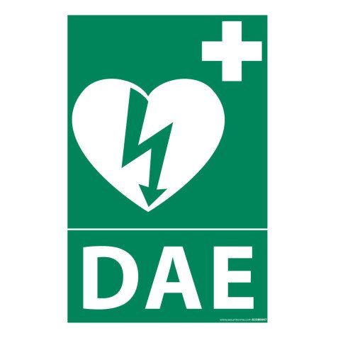 Signalétique Défibrillateur DAE pour ERP - Modèle 2 - ISO 7010  - 140 x 210 mm - Vinyle Souple Autocollant