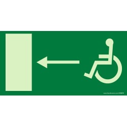 Panneau - Sortie de secours PMR gauche - Photoluminescent - E001  - 200 x 100 mm - PVC