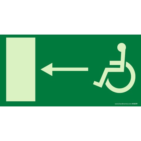 Panneau - Sortie de secours PMR gauche - Photoluminescent - E001  - 200 x 100 mm - PVC