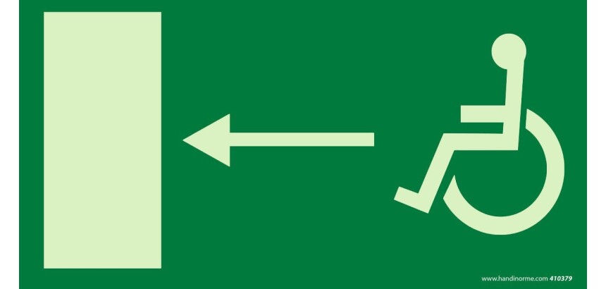 Panneau - Sortie secours PMR gauche - Photoluminescent