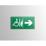 Panneau d'évacuation PMR - Sortie de secours - Flèche à droite