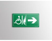 Panneau d'évacuation PMR - Sortie de secours - Flèche à droite