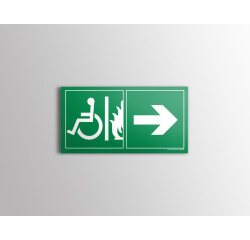 Panneau d'évacuation PMR - Sortie de secours - Flèche à droite