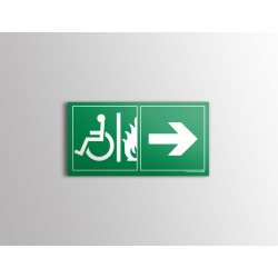 Panneau d'évacuation PMR - Sortie de secours - Flèche à droite