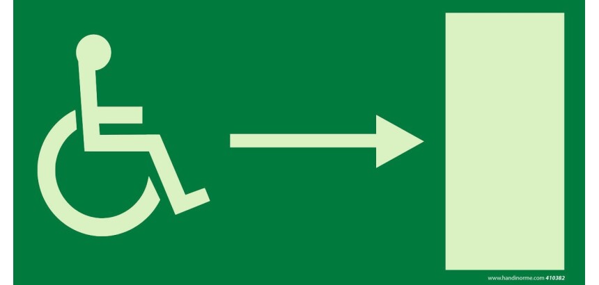 Panneau - Sortie de secours PMR droite - Photoluminescent