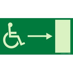 Panneau - Sortie de secours droite PMR - E001 - Photoluminescent  - 400 x 200 mm - PVC