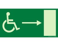 Panneau - Sortie de secours PMR droite - Photoluminescent