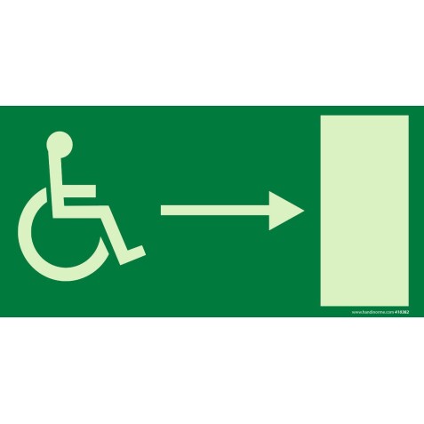 Panneau - Sortie de secours droite PMR - E001 - Photoluminescent  - 200 x 100 mm - PVC