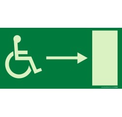 Panneau - Sortie de secours PMR droite - Photoluminescent