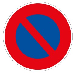 Panneau d'intersection - Stationnement Interdit - B6a1  - 200 mm - Vinyle Souple Autocollant