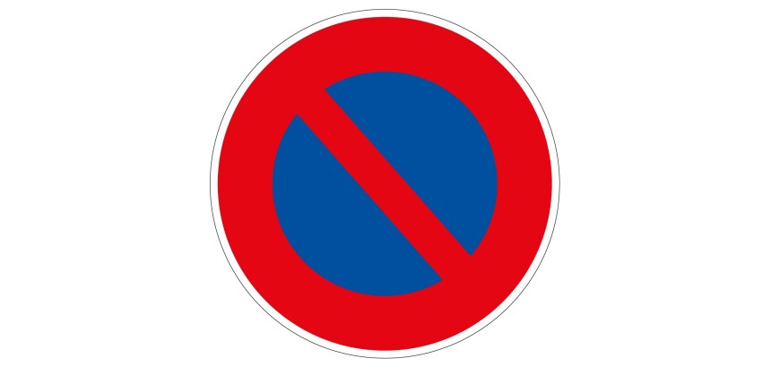 Panneau d'intersection - Stationnement Interdit - B6a1  - 200 mm - Vinyle Souple Autocollant