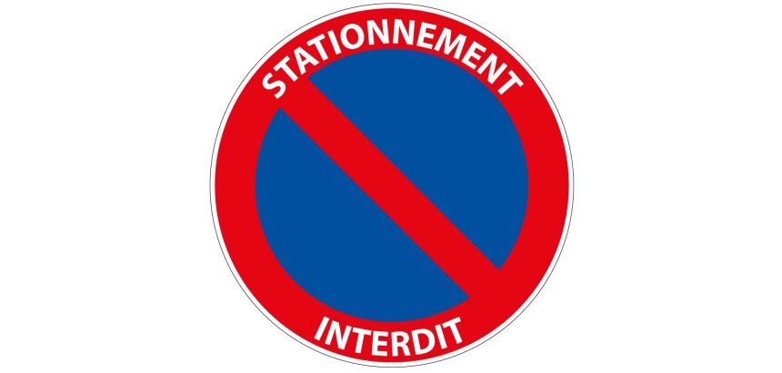 Panneau de stationnement - Stationnement Interdit B6a1 - Rond  - 400 mm - Aludibond