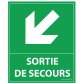 Panneau sortie de secours - flèche bas à gauche - 300 x 250 mm