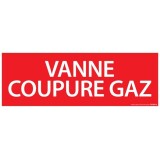 Panneau de signalétique - Vanne coupure gaz - 210 x 75 mm  - Vinyle Souple Autocollant