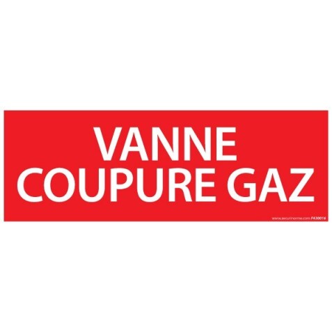 Panneau de signalétique - Vanne coupure gaz - 210 x 75 mm